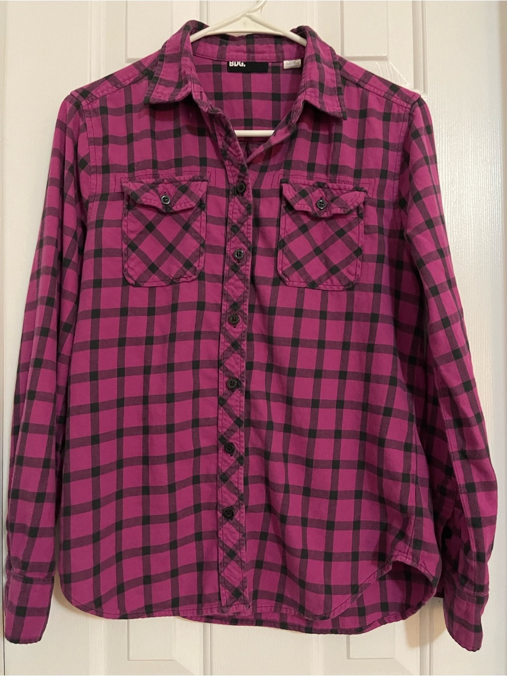 BDG Pink and Black Plaid Button-Down Shirt